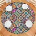 thumbnail image 2 of Yellow Floral Oval Pattern Round Fitted Tablecloth with Elastic Edge,Dining Table Cover Waterproof,Outdoor Round Tablecloth for Camping,Dining,Indoor and Outdoor, 2 of 7