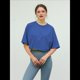 thumbnail image 5 of Top Corto Holgado de Corta para Mujer, Cuello Redondo, Hombros Caídos, Informal, Estilo Cuadrado, para Yoga, Correr, Corto Azul S, 5 of 8