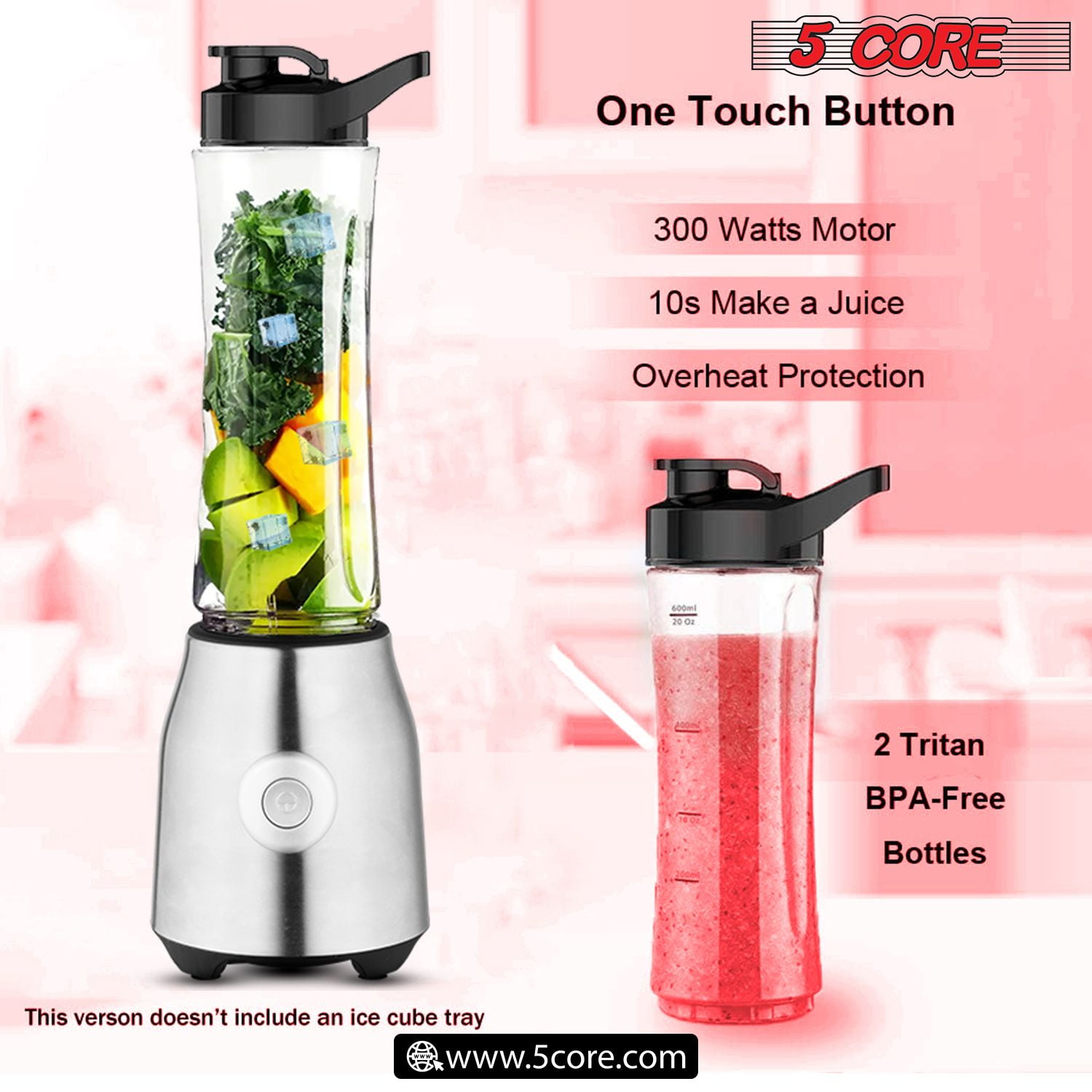 Dropship 5 Core Smoothie Blender Personal Blender For Shakes And Smoothies  300W Powerful Food Processor With 20oz Portable Sports Bottle Single Blend  Easy To Clean BPA Free - 5C 521 to Sell
