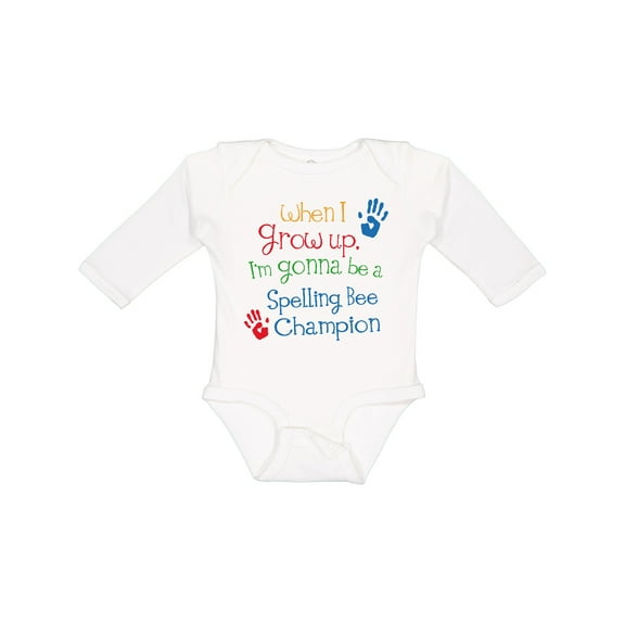 Inktastic Spelling Bee Champion Future Boys or Girls Long Sleeve Baby Bodysuit