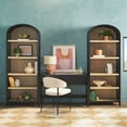 Walker Edison Desk with 2 Open Arched Bookshelves, Set of 3, Black