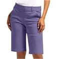 thumbnail image 2 of ABATAB Women's Bermuda Shorts Lightweight Casual Lounge Shorts Wide Leg Baggy Golf Hiking Travel Shorts with Pockets, 2 of 7