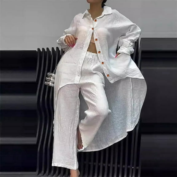 Women's Summer New Fashionable Casual Women's Clothing Irregular Hem Long Sleeved Top Pants Set Prom Suits for Women Pants Suit Set Womens Party Dress plus Size Wedding Pant Suits Stylish Jumpsuits