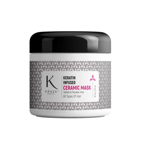 Kraze Beauty Mascarilla para el cabello de queratina de cerámica - Tratamiento hidratante para el cabello con queratina para cabello seco dañado y puntas abiertas - Reparación de mascarilla para el ca