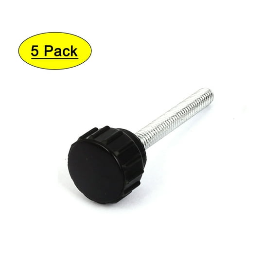 M4x30mm Male Thread 14mm Head Dia Straight Round Knurled Grip Clamping Knob 5pcs