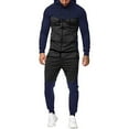 thumbnail image 1 of TheFound Men Hooded Tops Pants Suit Patch Color Shirt Sports Running Jogger Pants, 1 of 7