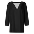 thumbnail image 6 of 3/4 Length Sleeve Womens Tops Spring Summer V Neck Plain Casual Blouse Office Work Shirts Solid Basic Tee Tops, 6 of 6
