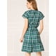 thumbnail image 5 of INSPIRE CHIC Vestidos De Volantes A Cuadros Manga Raglán Con Cinturón Cintura Del Lazo Para Mujer Verde XL, 5 of 7