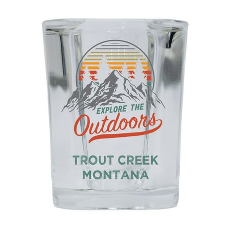 

Trout Creek Montana Explore the Outdoors Souvenir 2 Ounce Square Base Liquor Shot Glass 4-Pack