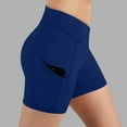 thumbnail image 4 of Running Shorts Women New High Waist Yoga Shorts for Women with Pockets Summer Casual Tummy Suits Running Home Workout Shorts Navy L, 4 of 8