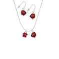 thumbnail image 2 of Delight Jewelry Silvertone Small Red Paw Red Lucky Ladybug Necklace and Dangle Earrings Set, 2 of 6