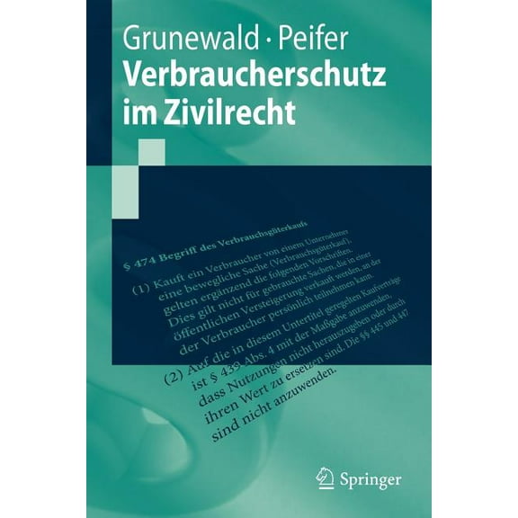 Springer-Lehrbuch Verbraucherschutz Im Zivilrecht, (Paperback)