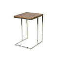 thumbnail image 2 of Zen 23 Inch Side Table, Rectangular Tray Top, C Shape Chrome, Walnut Brown, 2 of 5