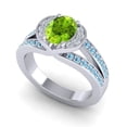 thumbnail image 2 of 2.35 T.C.W Wonderful Oval Cut Peridot & Aquamarine Gemstone Wedding Ring for Ladies Solid 18K White Gold Size 9 by Diamond-Capitals, 2 of 8