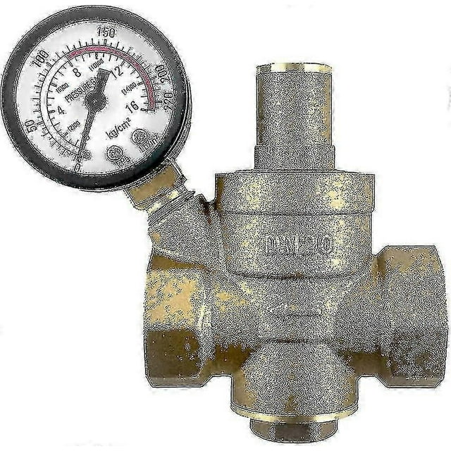 Water Pressure Regulator Brass - Adjustable Pressure Reducer Valve W Gauge 3/4", And Inlet Screened Filter Dn20 Brass Water Pressure Reducer With