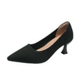 thumbnail image 2 of Miluxas Women's Closed Toe Low Kitten Pumps Comfortable Pointed Toe Work office Heels Shoes for Women Casual Slip On Knitted Kitten Heels Daily Dress Shoes Black 7(39), 2 of 9