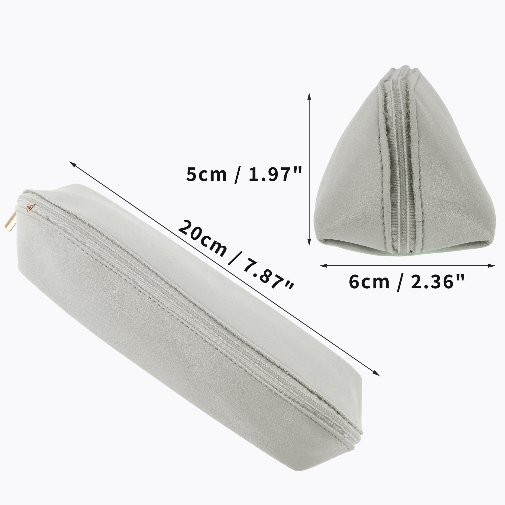 Unique Bargains Zipper Pencil Pen Case Portable Stationery Bag Gray