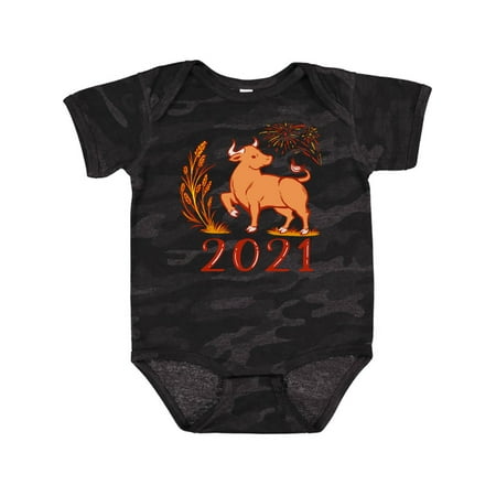 

Inktastic 2021 Chinese New Year Ox Gift Baby Boy or Baby Girl Bodysuit