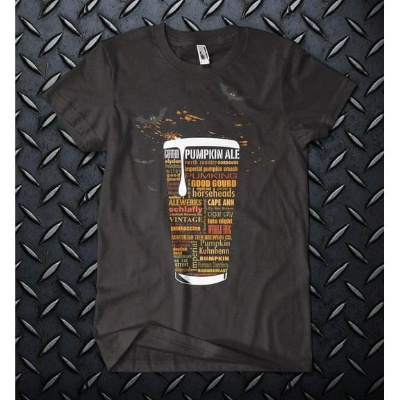 Custom Printed Pumpkin Beer Typography T-Shirt - Black, Small | One-of-a-Kind Dad Gift