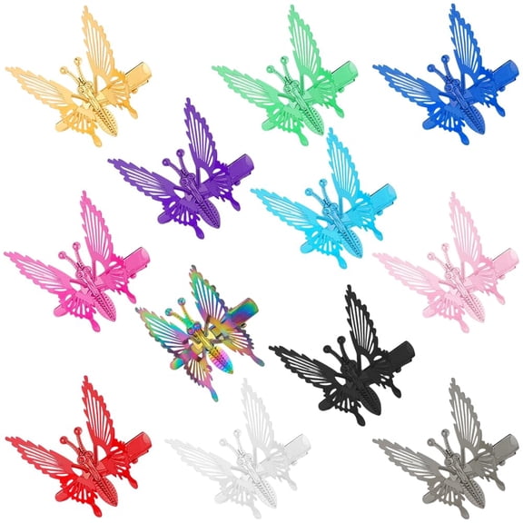 12Pcs 12 Colors Moving Butterfly Hair Clips Vintage Metal Barrettes Retro 90s Butterfly Hair Accessories