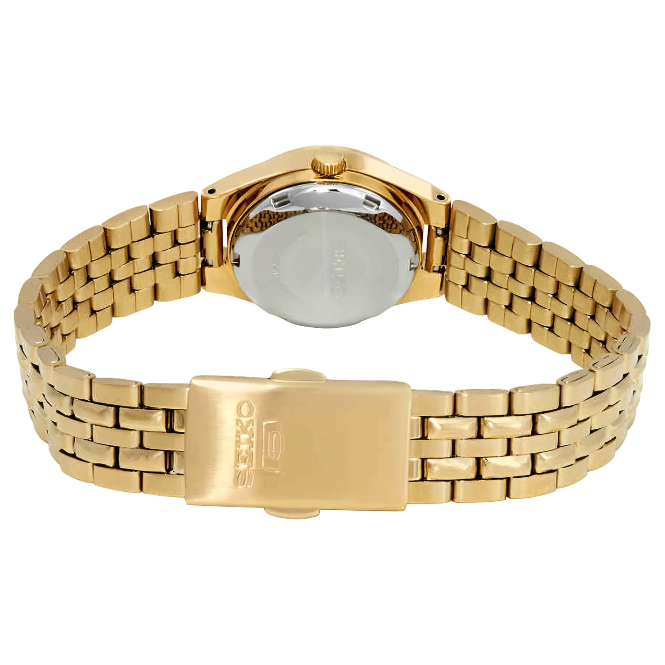 Seiko Series 5 Automatic Ladies Watch, Gold Dial, Yellow