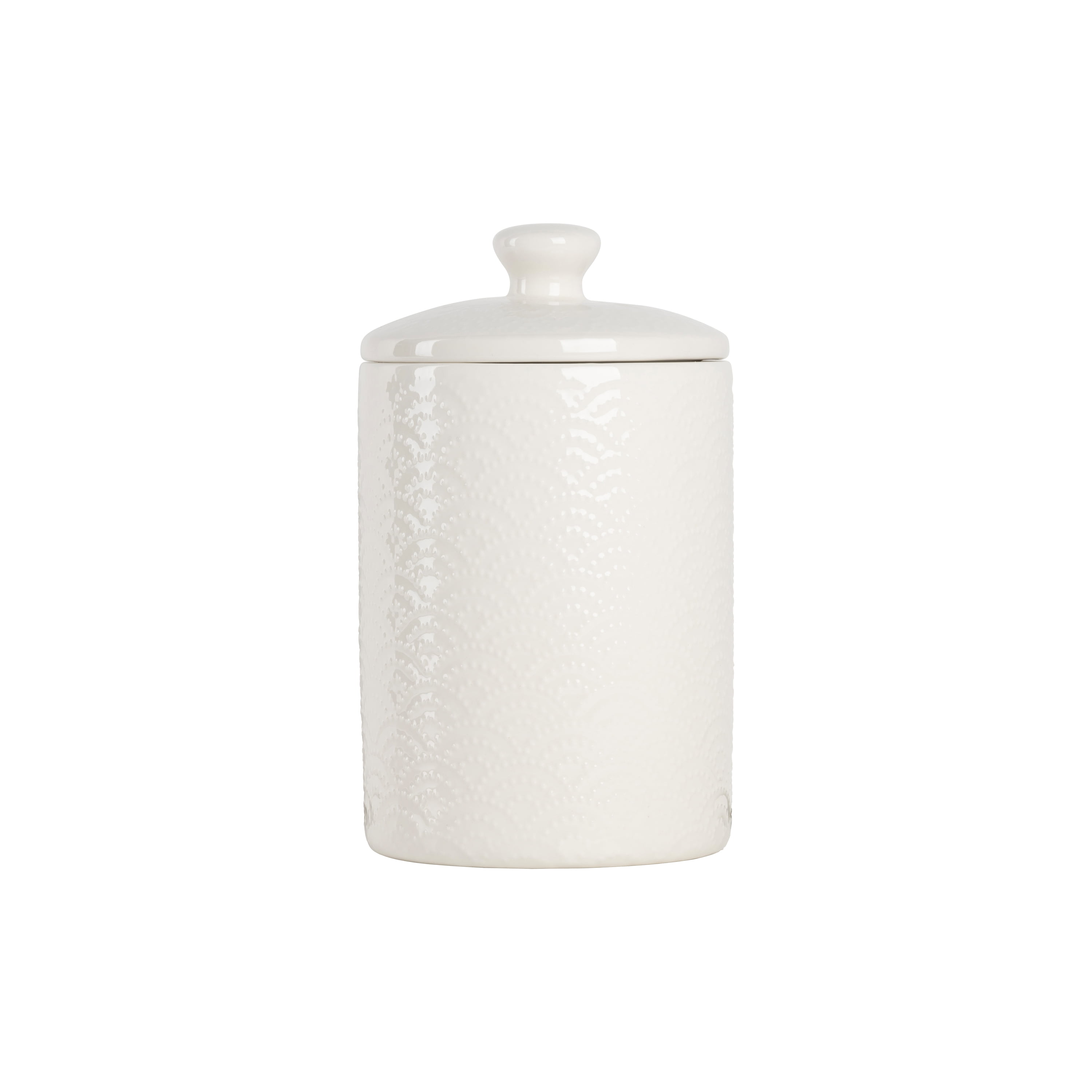10 Strawberry Street Tide Embossed 3 Piece Ceramic Canister Set, White