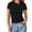 Black, variant on Women's Casual Basic Going Out Crop Tops Slim Short Sleeve Crew Neck Tight T Shirts