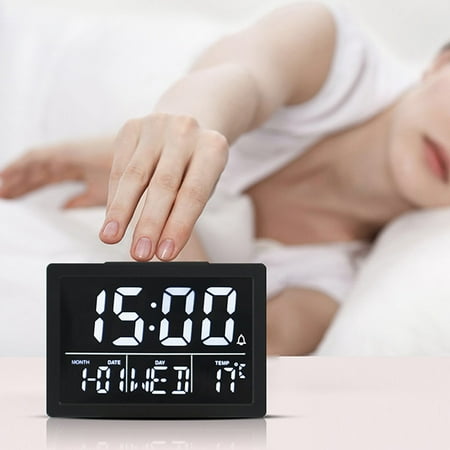 BCZHQQ Digital Alarm Clock with Snooze,Small Clock/Table Clock,LED Digital Calendar,12/24H,Adjustable Brightness/Volume,Desk Clock for Bedroom,Living Room,Office