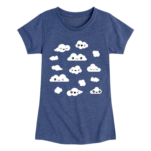 Instant Message - Kawaii Clouds Fitted Short Sleeve Graphic T-Shirt