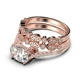 thumbnail image 4 of Dazzling Minimal Art Deco 2.50 Carat Oval Cut Diamond Moissanite Unique Engagement Ring, Wedding Ring, Two Matching Band in 925 Sterling Silver With 18k Rose Gold Plating Gift For Woman, 4 of 4
