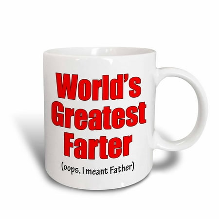 3dRose Worlds greatest farter.Oops I meant Father. Red., Ceramic Mug,