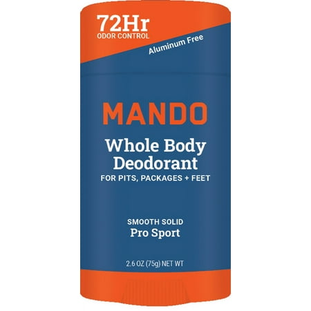 Mando Whole Body Deodorant for Men - Smooth Solid Stick - Aluminum Free - Pro Sport - 2.6oz