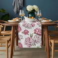 thumbnail image 2 of Pink Floral Table Runner - 60 Inch Long, Kitchen Dining Table Runner Dresser Scarves, Spring Summer Modern Flower Leaf Farmhouse Decor for Coffee Tables Wedding Party Banquet, 2 of 8