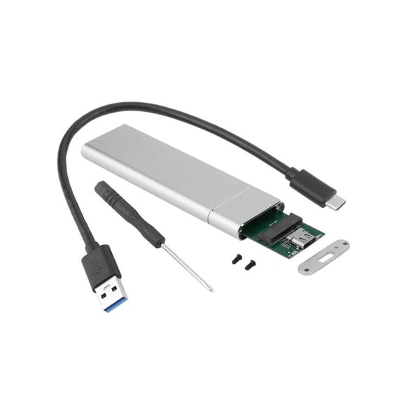 Injueey 22x3 0/42/60/80 USB a M.2 NGFF SSD caja de aleación de aluminio carcasa de disco duro móvil controlador portátil plata A-C Type2 NO2