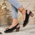 thumbnail image 4 of Xucatan Women's Patent Leather Peep Toe Sandals, Chunky Heel Slingback Slides with Metal Buckle, Open Toe Platform Dress Shoes, Versatile Summer Party Footwear Gift, 4 of 9