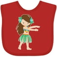 thumbnail image 3 of Inktastic Brown Haired Hula Girl Girls Baby Bib, 3 of 4