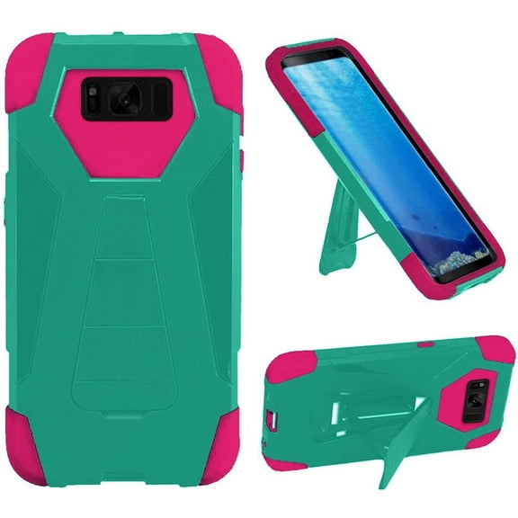 GSA Hexagon Hybrid Case For Samsung Galaxy S8 Plus - Teal/Hot Pink