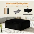 thumbnail image 5 of Large Oversized Corduroy Ottoman Footrest for Sofa Large Rectangle Floor Bench Extra Seating Coffee Table for Living Room, No Assembly (Black), 5 of 8
