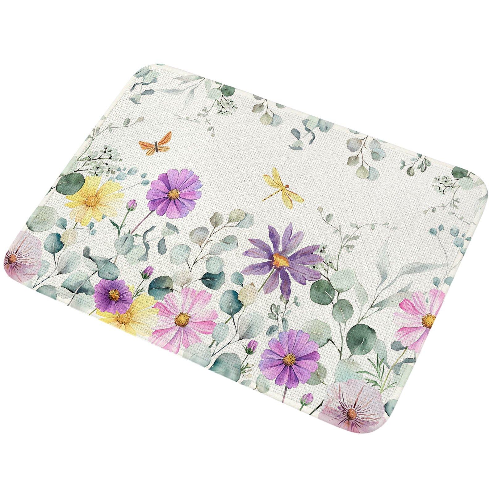 Doormat Wildflower Front Door Mat Entrance Soft Non Slip Absorbent Doormats Butterfly Eucalyptus Leaves Branch Floor Mat Rugs for Entryway Porch Bathroom Bedroom Kitchen Indoor Outdoor 32"x47"