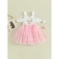 thumbnail image 2 of EYIIYE Robe d'Été Sans Manches pour Bébé Fille 0-2 Ans Camisole Combinaison Robe Broderie Bunny Patchwork Tulle Robe de Princesse Mignonne pour Fête, 2 of 9