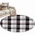thumbnail image 2 of Gray Buffalo Plaid Round Living Room Rugs 3.3 ft, Black Geometric Check Purple Line Gradient Washable Area Rug with Non-Slip Sturdy Edge Binding Round Front Door Mat Floor Carpet for Entryway, 2 of 9