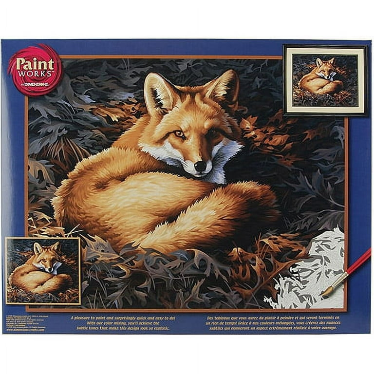 Dimensions PaintWorks Mama Fox Animal Paint by Number Kit for Kids and  Adults, Finished Project 8 x 10, Multicolor 9 Piece