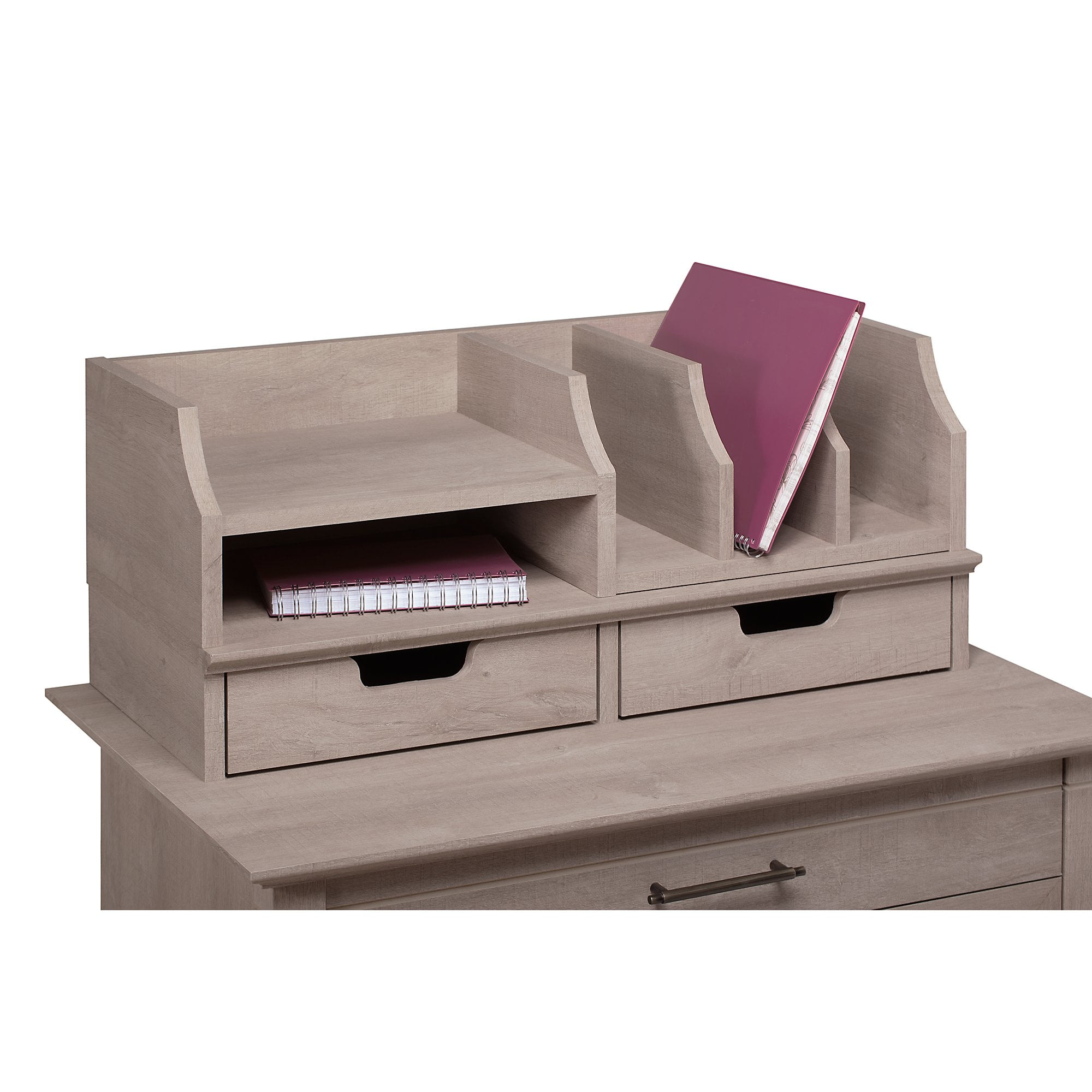 Bush Furniture Universal Desktop Organizer with Drawers in Washed Gray