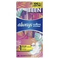 thumbnail image 6 of Always Radiant Teen Regular Flow Pads, Size 1, Unscented with Wings, 28 Count, 6 of 9