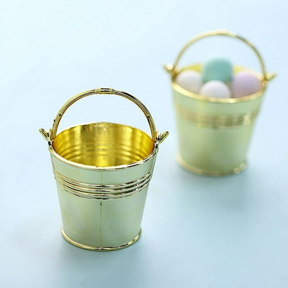 BalsaCircle 12 Gold Pail Bucket 2" Mini Planter Party Favor Candy Gift Holders Weeding Home