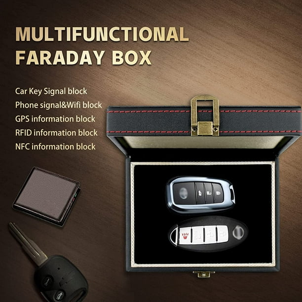 JXE JXO Faraday Box pour clés de voiture, bloqueur de signal de clé de  voiture, protecteur de porte-clés RFID, blindage de boîtier de blocage de  signal RFID 