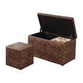 thumbnail image 2 of ORE International 18" Tall Leatherette Storage Ottoman with Seat and Tray, Brown Marble Pattern, 2 of 4
