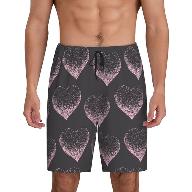 Fotbe pink hearts Pantalones Cortos de Pijama para Hombre, Ropa de Dormir, Pantalones de Pijama Cortos para Hombre-X-Large