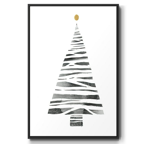 Christmas Tree I - Framed Gallery Wrapped Holiday Canvas - 17 x 25 - Black Frame