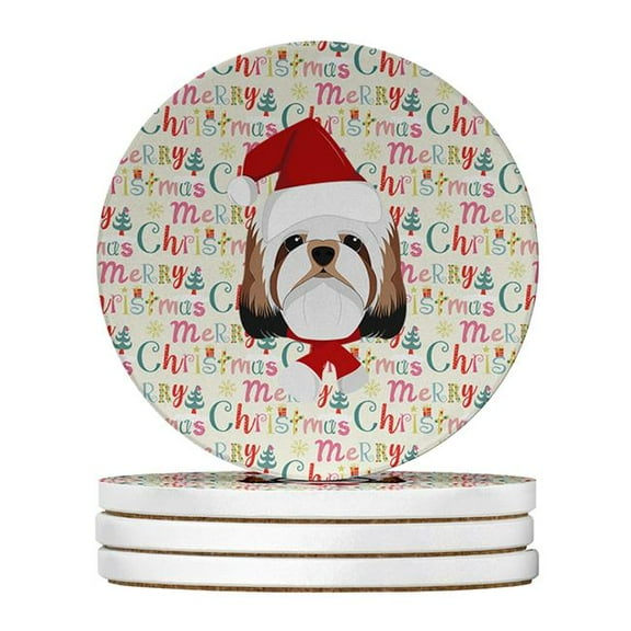 Caroline's Treasures WDK1452RCS4-PARENT Merry Christmas Large Sandstone Coasters Pack of 4, , multicolor